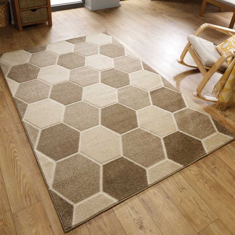 Visiona Aspect Hive Grey 3D Effect Honeycomb Rug in various sizes and runner 