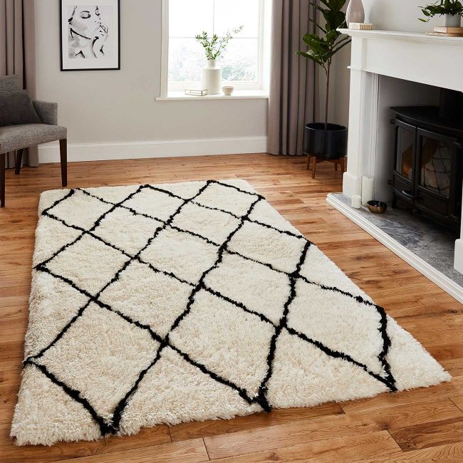 Think Rugs Morocco 2491 Ivory Black, Ivory And Black Rug