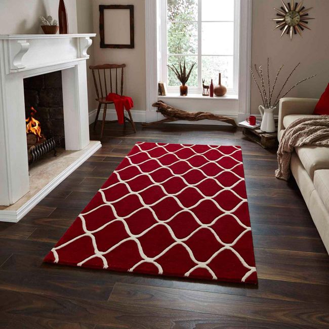 Elements Range El 65 Red Rug By Tr, Red And Grey Rugs The Range
