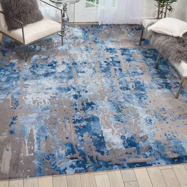 Nourison Prs10 Prismatic Blue Grey, Blue And Grey Rugs Uk