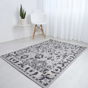 Balletto 13NA Anthra Ochre Floral Bordered Traditional Rug by Ultimate Rug