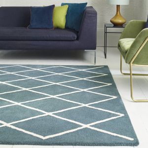 Albany Diamond Teal Wool Rug by Asiatic