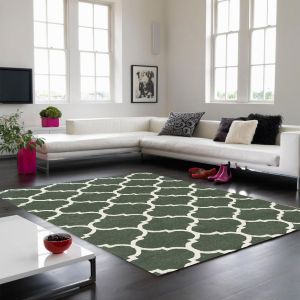 Albany Ogee Green Wool Rug by Asiatic