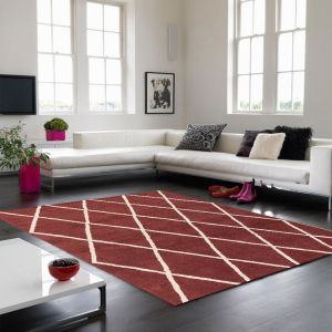 Albany Diamond Berry Wool Rug by Asiatic