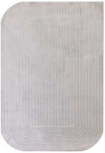 Asiatic Kuza Shape Silver Grey Striped Abstract Luxurious Rug