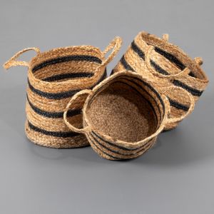 Barnsbury Black Stripe Basket with Handle By Esselle