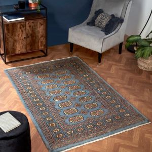 Bokhara Blue Hand Knotted Traditional Rug by HMC