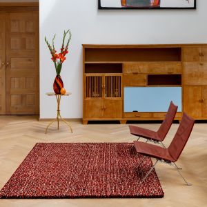 Brink & Campman Pop Art 066900 Red Plain Shaggy Luxurious Wool Rug 