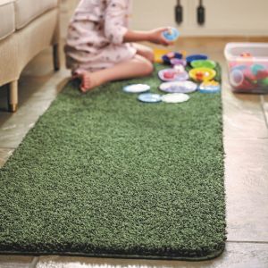 Buddy Forest Green Washable Plain Runner by Origins