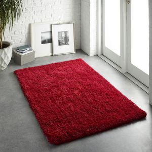 Chicago Red Polyester Plain Rug by Origins