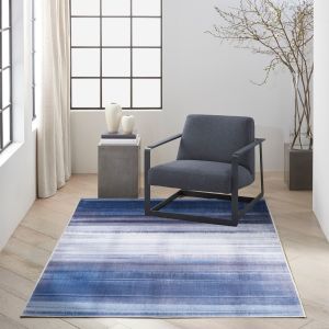 Launder LDR01 CK031 Navy Abstract Washable Flatweave Rug By Calvin Klein