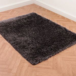Dazzle Charcoal Plain Shaggy Rug by Ultimate Rug