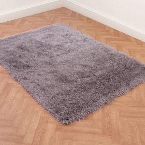 Dazzle Silver Plain Shaggy Rug by Ultimate Rug