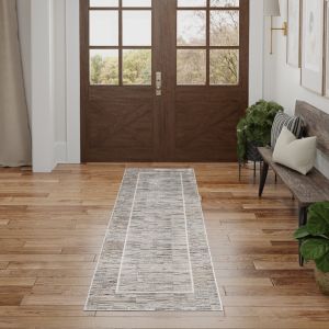 Desire DSR02 Charcoal Grey Bordered Runner By Nourison