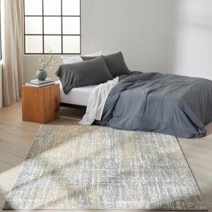 Enchanting ECH04 Grey Beige Abstract Rug by Calvin Klein