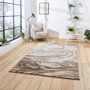 Florence 50031 Beige/Gold Abstract Rug by Think Rugs
