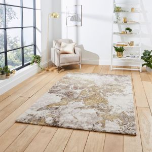 Florence 50033 Beige/Gold Abstract Rug by Think Rugs