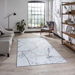 Force K7281 Ivory Gold Abstract Rug by Think Rugs