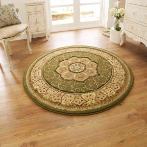 Heritage 4400 Green Circle Traditional Rug By Think Rugs