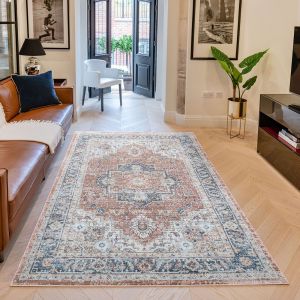 Heritage HRTG105 Rust Blue Traditional Rug by Concept Looms