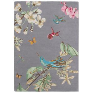 Hummingbird 37804 Grey Wool Rug by Wedgwood