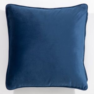 Hyde Square Piped Edge Velvet Navy Cushion By Esselle 