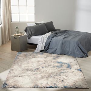 Infinity IFN05 Ivory Grey Blue Abstract Rug by Calvin Klein