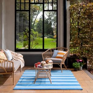 Lille 480008 Sky Blue Outdoor Rug by Laura Ashley