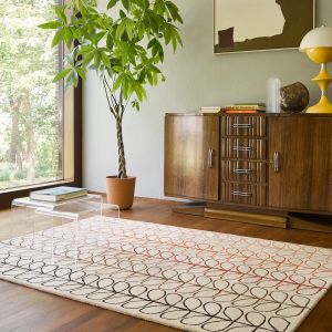 Linear  Stem Ombre 061103 Tomato Wool Rug by Orla Kiely