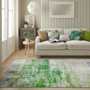 Lux Washable LUX08 Ivory Green Abstract Rug By Concept Looms