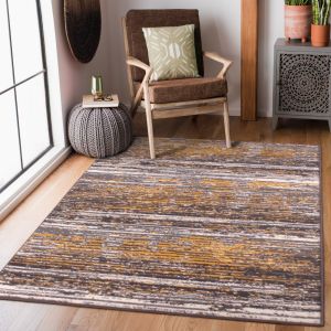 Modern Poly Blizzard Grey Mustard Rug by Rug Style
