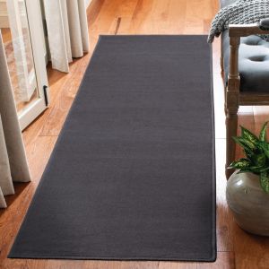 Modern Poly Moda Charcoal Plain Runner by Rug Style