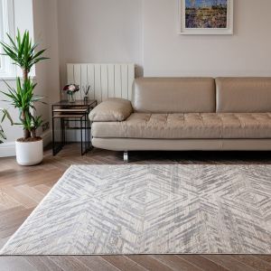 Onyx ONX01 Silver Geometric Rug by Concept Looms