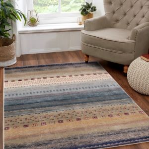 Oushak Gabbeh Teal Traditional Rug by Prestige