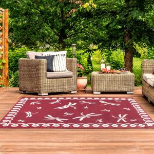 Outdoor Terrace Dragonfly Bordeaux Rug by Rug Style