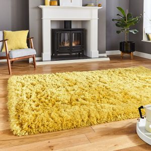 Think Rugs Polar PL95 Yellow Thick Shaggy Rug