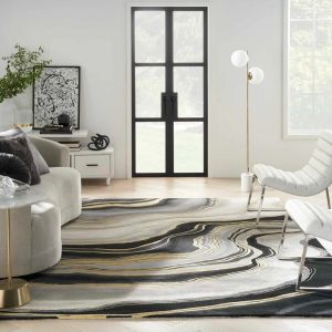 Prismatic PRS31 Charcoal Grey Wool Rug by Nourison