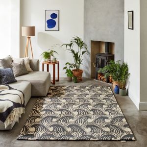 Ride The Wave Liquorice 125605 Wool Rug by Scion