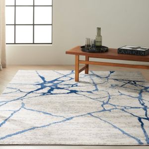 Riverflow RFV05 Ivory Blue Abstract Rug by Calvin Klein