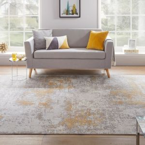 Rossa ROS03 Silver Gold Abstract Rug by Concept Looms