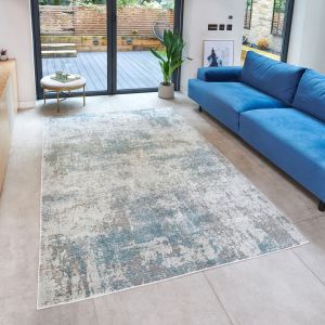 Rossa ROS03 Teal Abstract Rug by Concept Looms