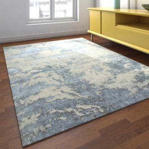 Classic Grey Blue Abstract Modern Wool Rug - Made to Measure Size Runner