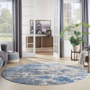 Rustic Textures RUS08 Grey Blue Circle Rug by Nourison