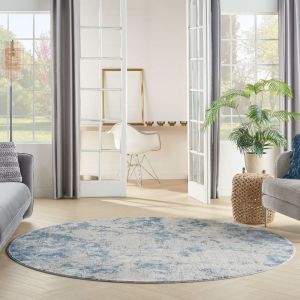 Rustic Textures RUS16 Grey Blue Circle Rug by Nourison