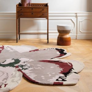 Shaped Magnolia Burgundy 162303 Abstract Rug by Ted Baker