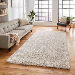 Solace 0961 Ivory Shaggy Rug by Think Rugs