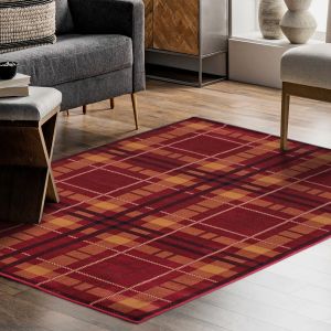 Tartan Red Chequered Rug by Ultimate Rug