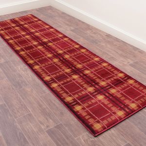 Tartan Red Chequered Runner by Ultimate Rug