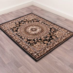 Traditional Poly Mosaic Black Rug by Rug Style