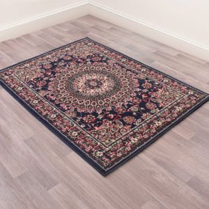 Traditional Poly Mosaic Navy Rug by Rug Style